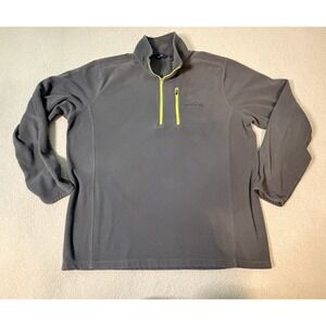 Eddie Bauer Classic Sport Men XL Tall 1/4 Zip Fleece Pullover Sweater GrayYellow